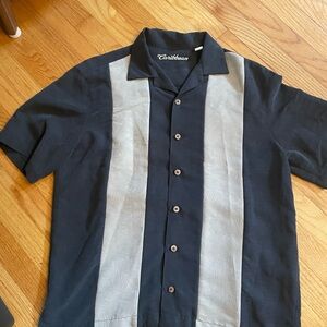 Caribbean Black and Gray Casual Button Down Shirt